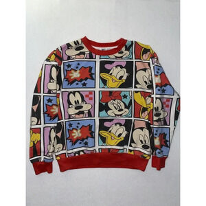 Mickey and‎ Co Color Block Comic Sweatshirt Unisex Size S All Over Print Vintage